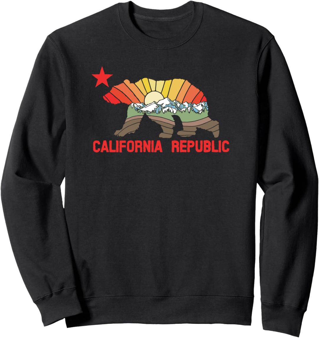 State Flag of California Bear Nature & Mountains Design Sweatshirt