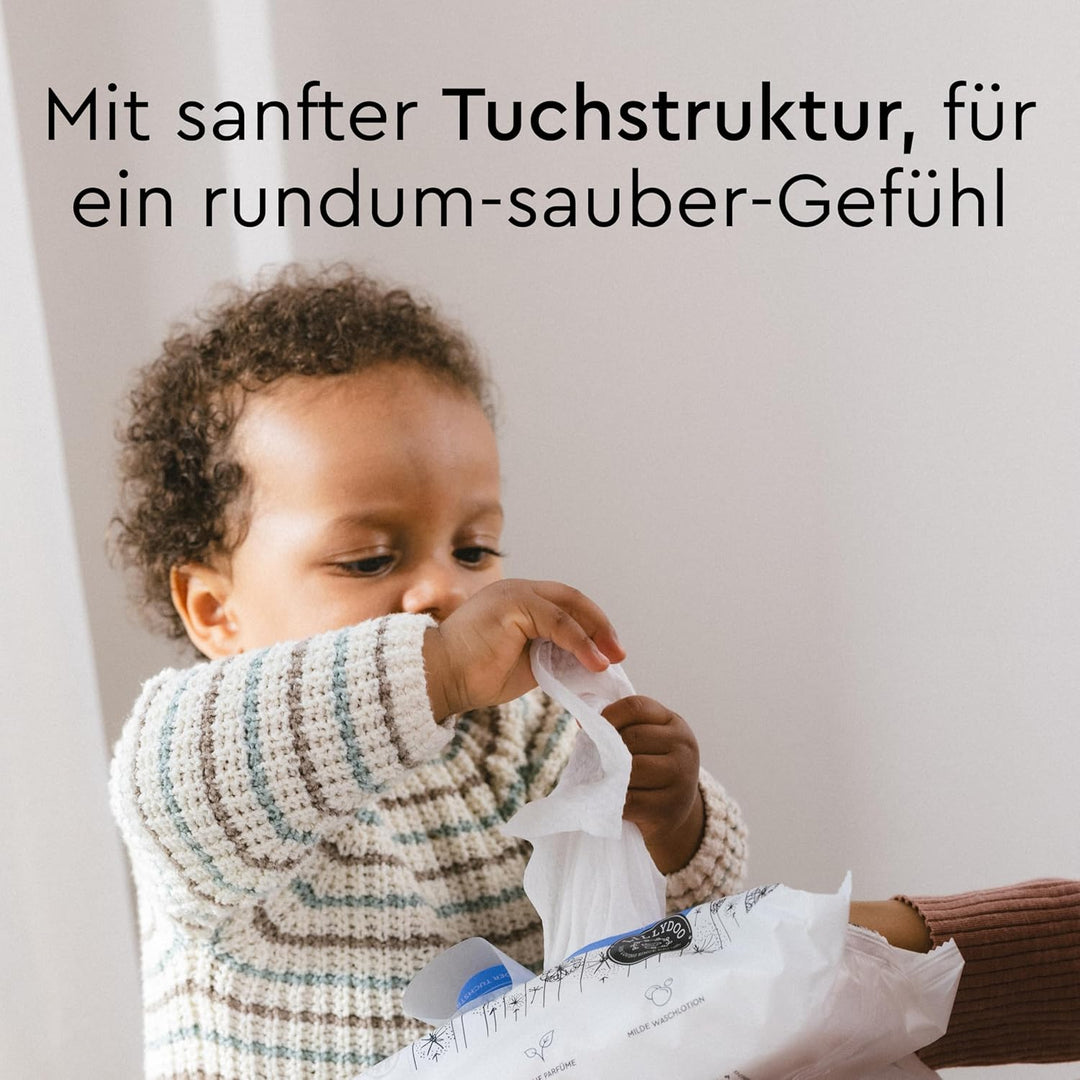 LILLYDOO Feuchte Waschtücher 350 Stück (7 X 50), 100% plastikfrei, extra grosses Tuch, ohne Parfüme