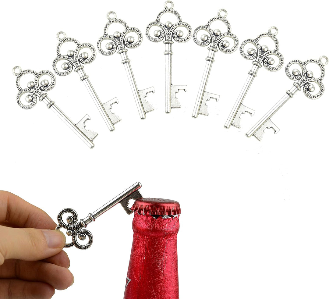 Makhry 50 Stücke klein Vintage Schlüssel-Flaschenöffner Hochzeit Schlüssel Skelett Schlüssel Flasche