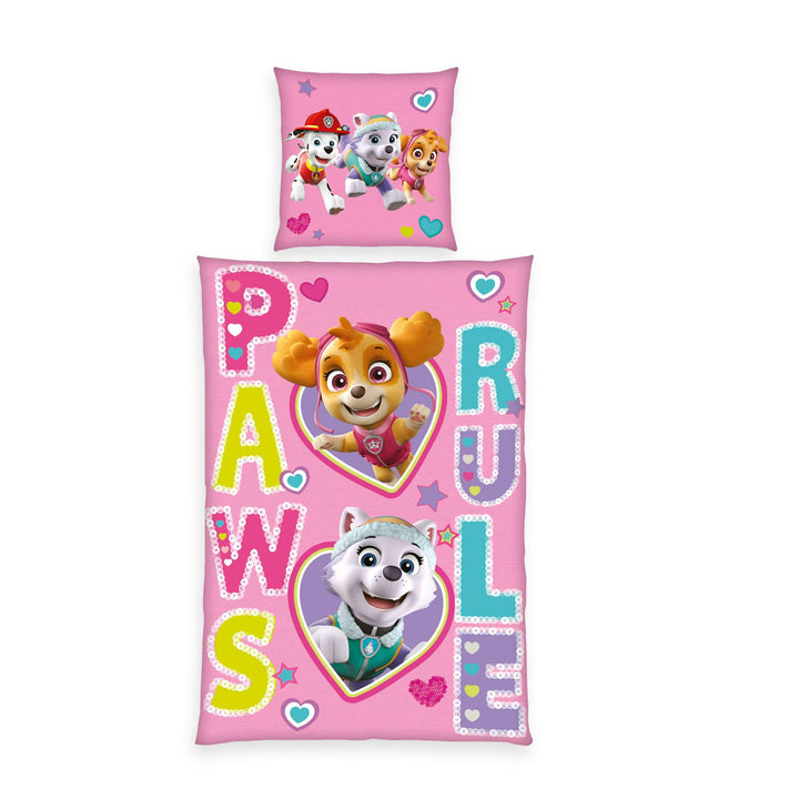 Herding Bettwäsche-Set, Paw Patrol, Kopfkissenbezug 80 x 80 cm mit Knöpfen und Wende-Motiv, Bettbezu