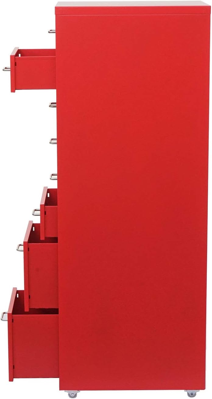 PROREGAL Rollcontainer Housten HxBxT 110x28x41cm 8 Schubladen Rot Schubladenschrank Stahlschrank 8 S