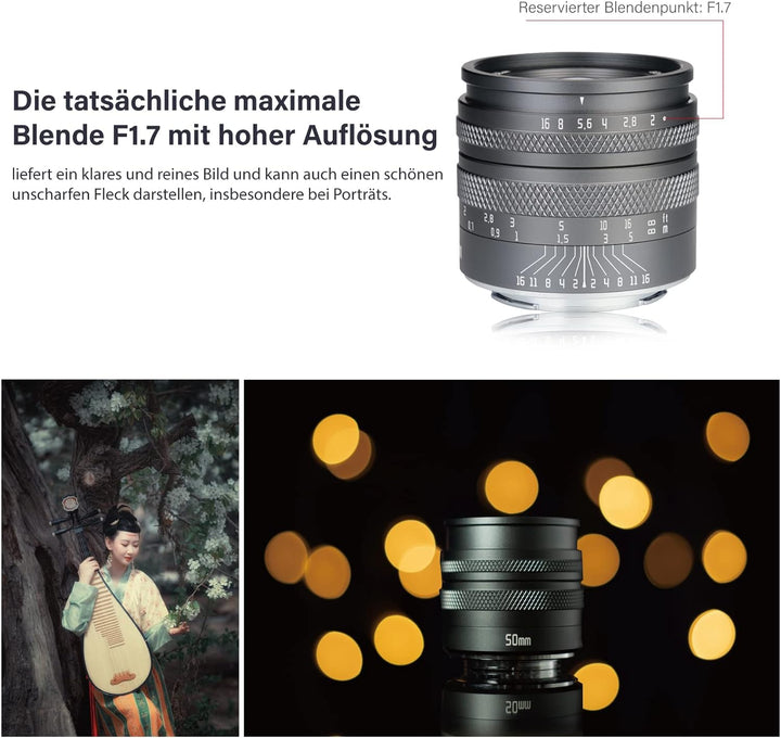 AstrHori 50mm F2.0 Objektiv mit grosser Blende Manuelles Vollformat-Objektiv Kompatibel mit Fuji Fuj