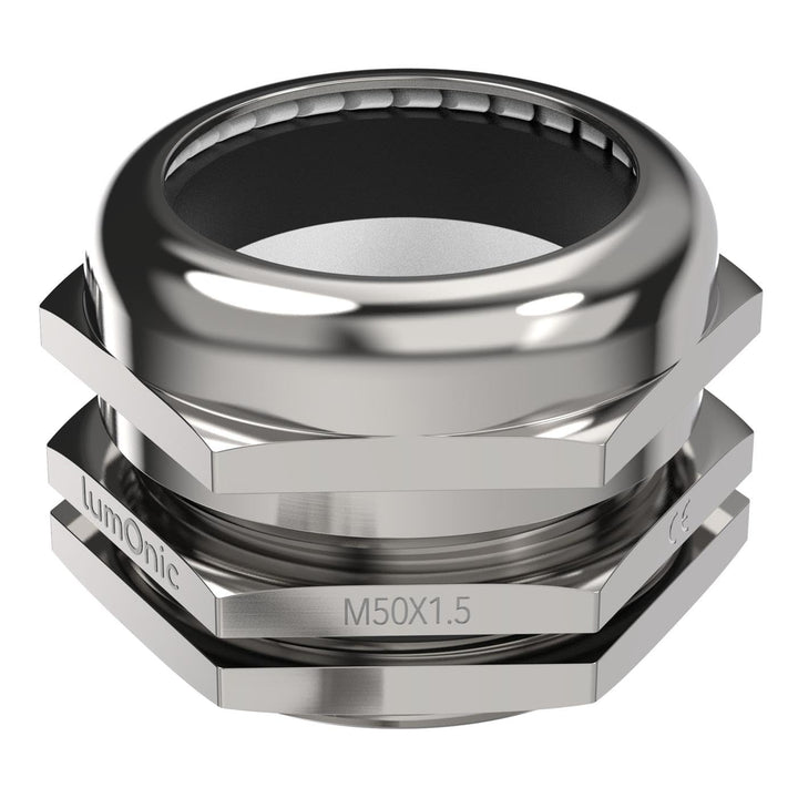 Lumonic Kabelverschraubung Metall M50 | Klemmbereich 32-38mm | IP68 | mit Gegenmutter | Messing vern