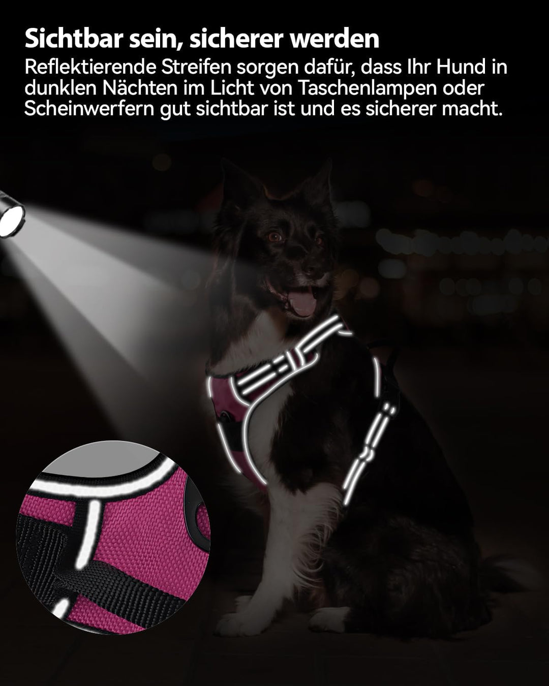 Joytale Hundegeschirr mittelgrosse Hunde, reflektierendes Geschirr Hund,luftdurchlässige Anti Zug Hu
