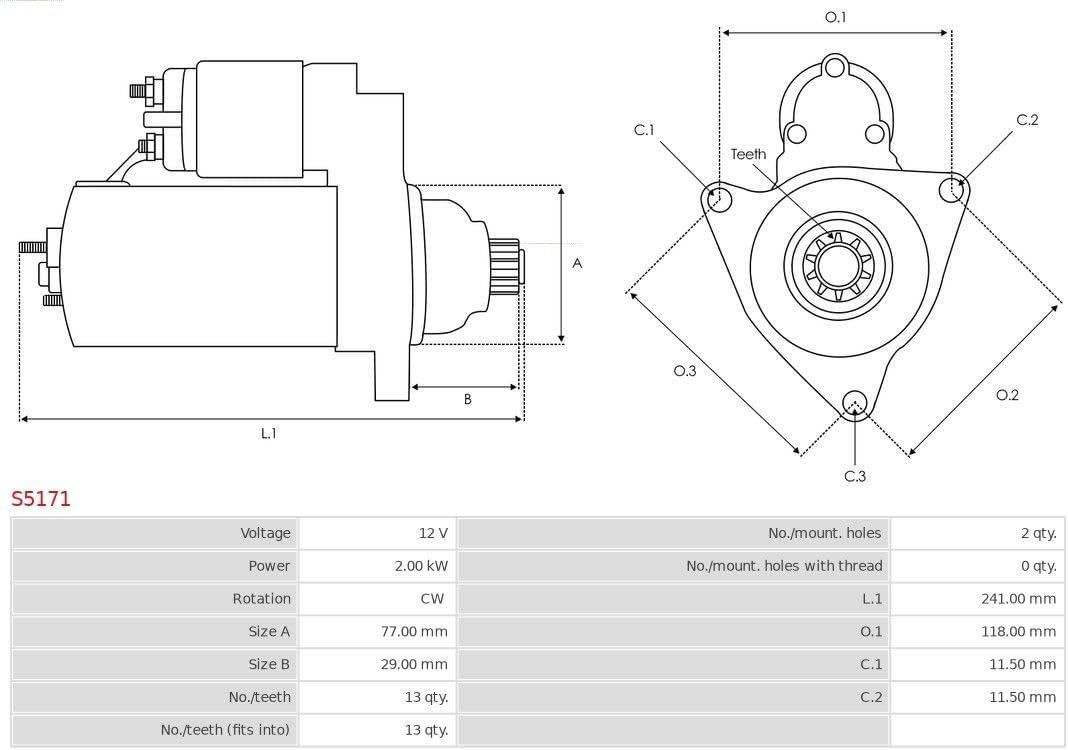 Brand new AS-PL Starter motor - S5171