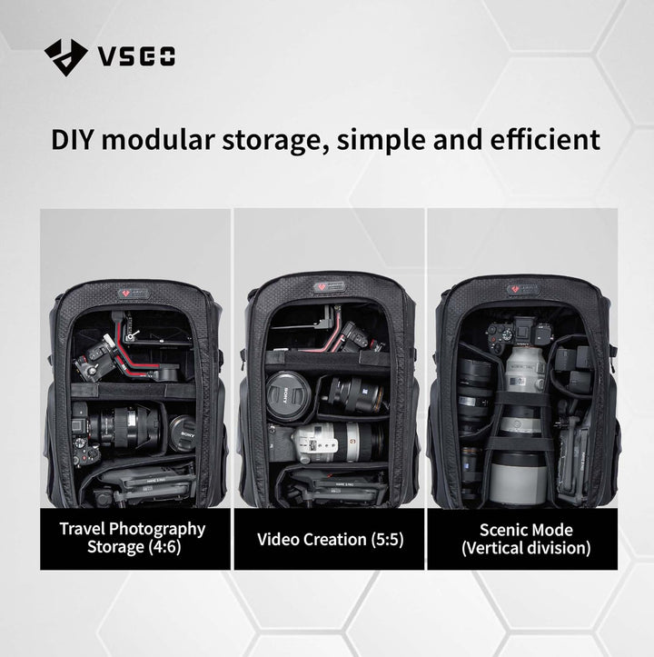 VSGO 25L Professioneller Kamerarucksack – Extragrosses Fassungsvermögen, Reisepack & Pendlerrucksack