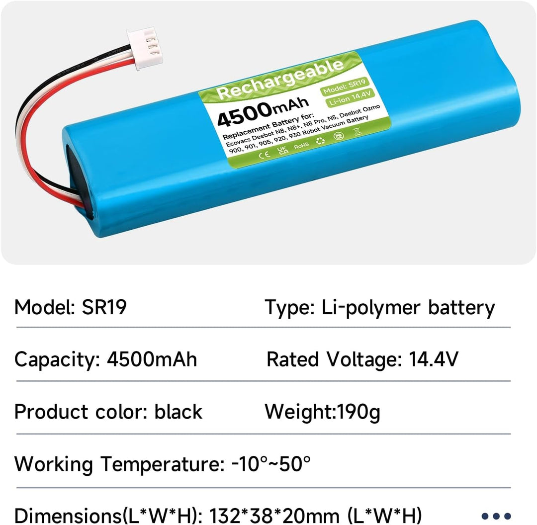 4500mAh/14.4V Ersatzakku für Ecovacs Deebot N8,N8+,N8 Pro,N8 Pro+, N5, for Ecovacs Deebot Ozmo 920/9