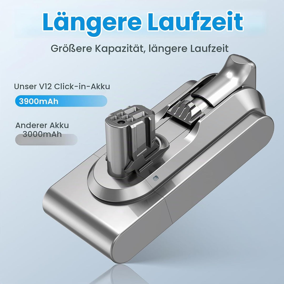 Click-In-Typ 3900mAh V12 Akku für Dyson, ASUNCELL 25,2V Ersatzakku für V12 Detect, V12 Detect Absolu