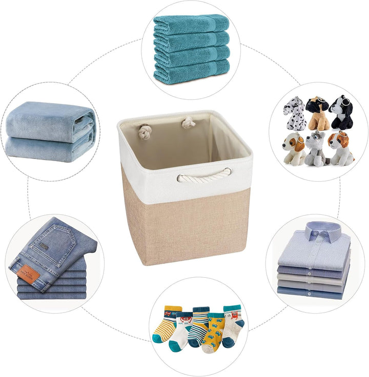 Zusammenklappbare Aufbewahrungsbox mit Griffen Stoff Aufbewahrungskorb für Regale Schränke und Schrä