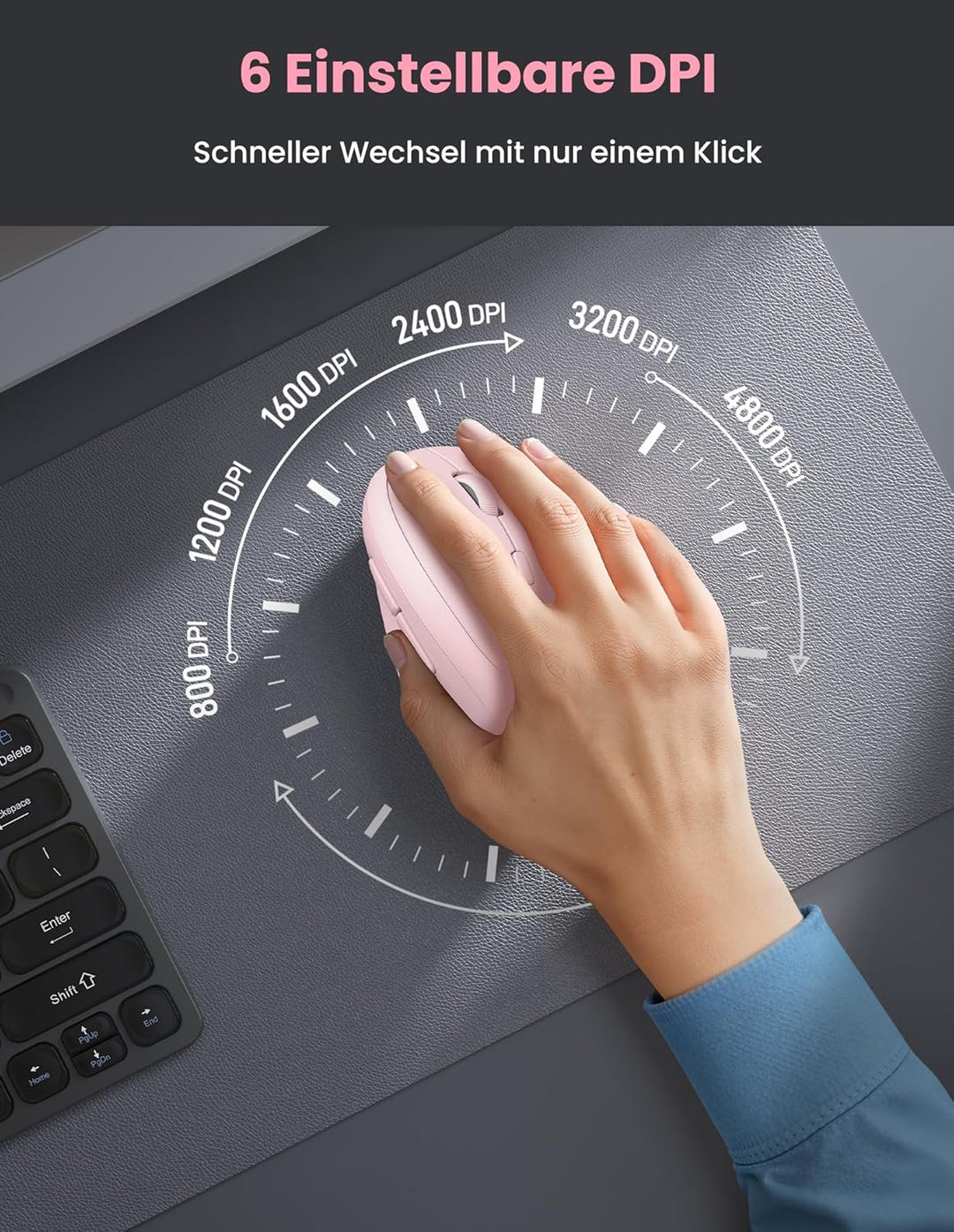 TECKNET Ergonomische Maus Bluetooth, Wiederaufladbar Maus Kabellos mit 3 Gerät (BT 5.0/3.0 + 2.4G),