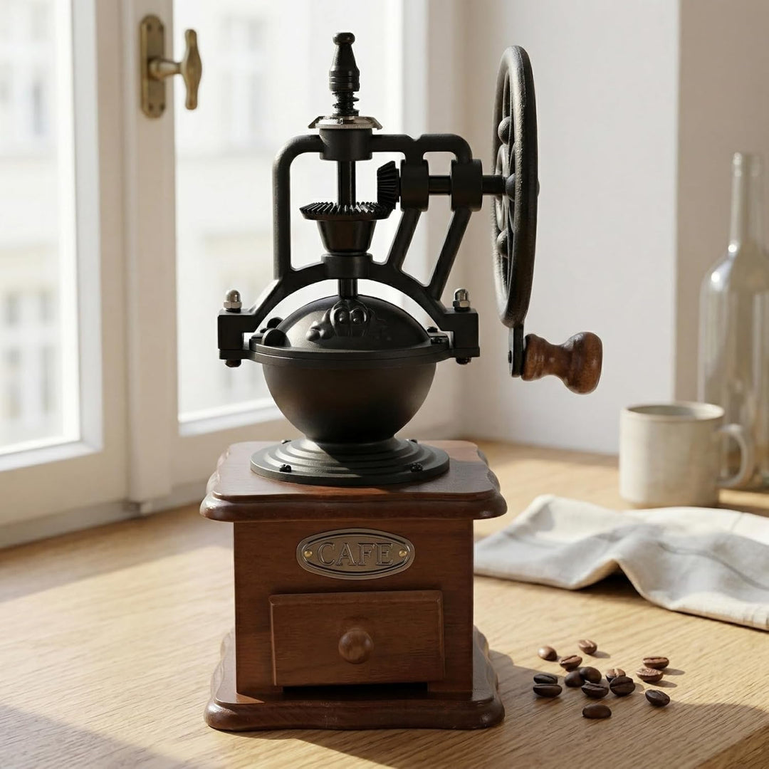ULTECHNOVO Kaffeemühle Manuell aus Holz mit Handkurbel und Keramikmahlwerk, Kompakte Handkaffeemühle