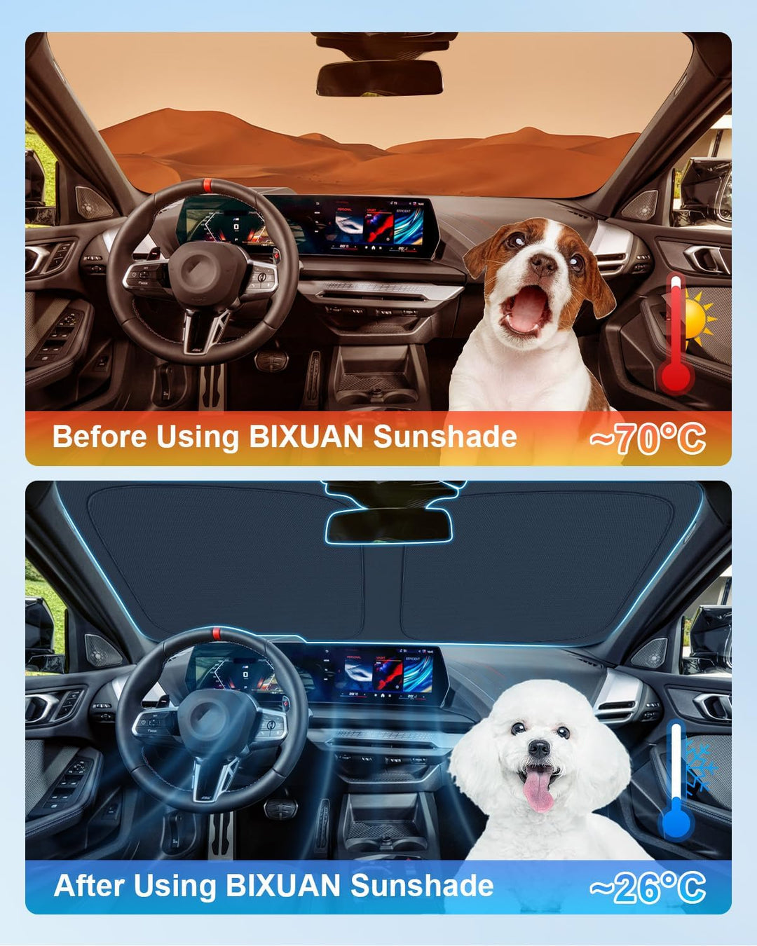 BIXUAN Frontscheiben-Sonnenschutz kompatibel mit BMW 1er F70 2025 2026 2027 Auto Sonnenschutz Abdeck