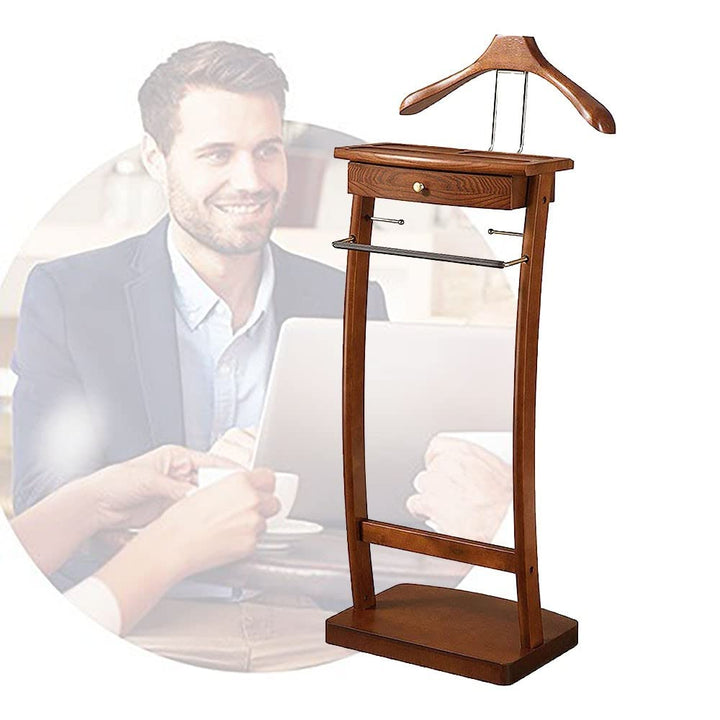 Herrendiener Diener Kleiderbutler aus Holz Freistehender Kleiderständer mit Schubladen Bodenstehende