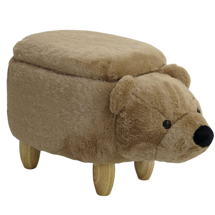 SVITA Animal Storage Kinderhocker Tierhocker mit Stauraum gepolsterter Hocker mit Holzbeinen Braun T