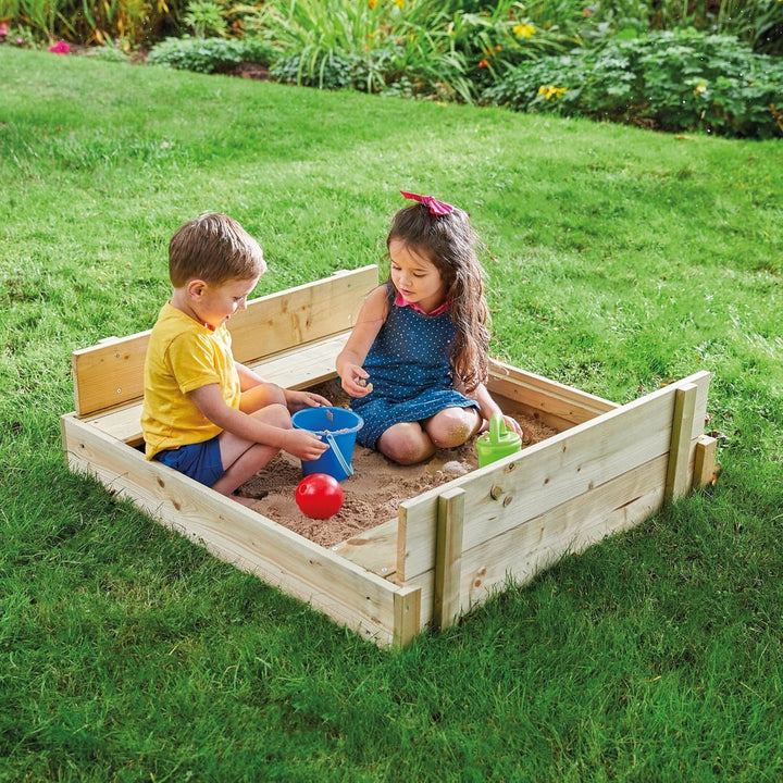 TP TP292 Sandpit Toys Holzsandkasten mit Deckel, Zentimeter, FSC-zertifiziertes Holz, Holzdeckel ver