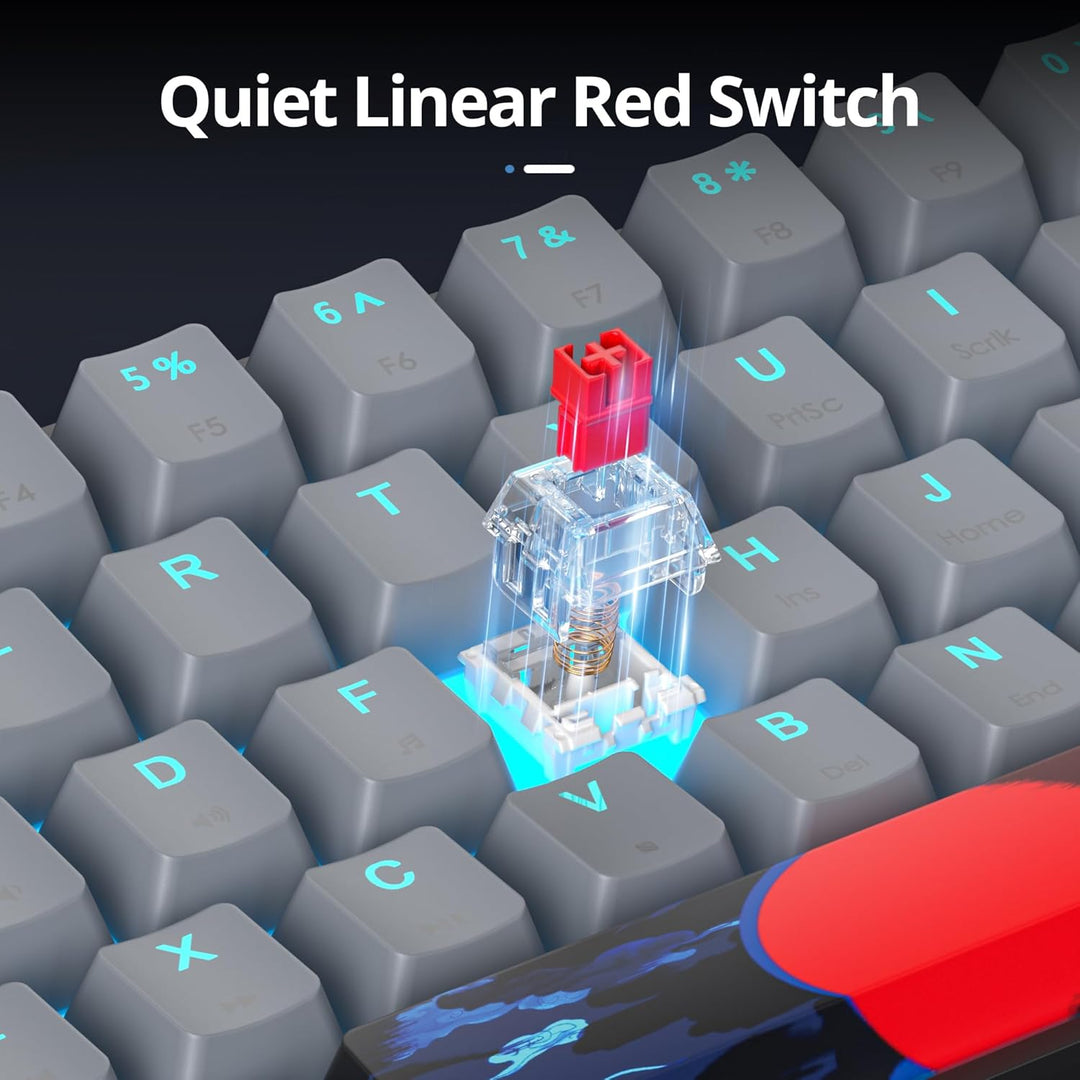 SOLIDEE mechanische gaming tastatur 60 prozent,61 Tasten mit Lineare rote Schalter,Eisblaues Licht,k