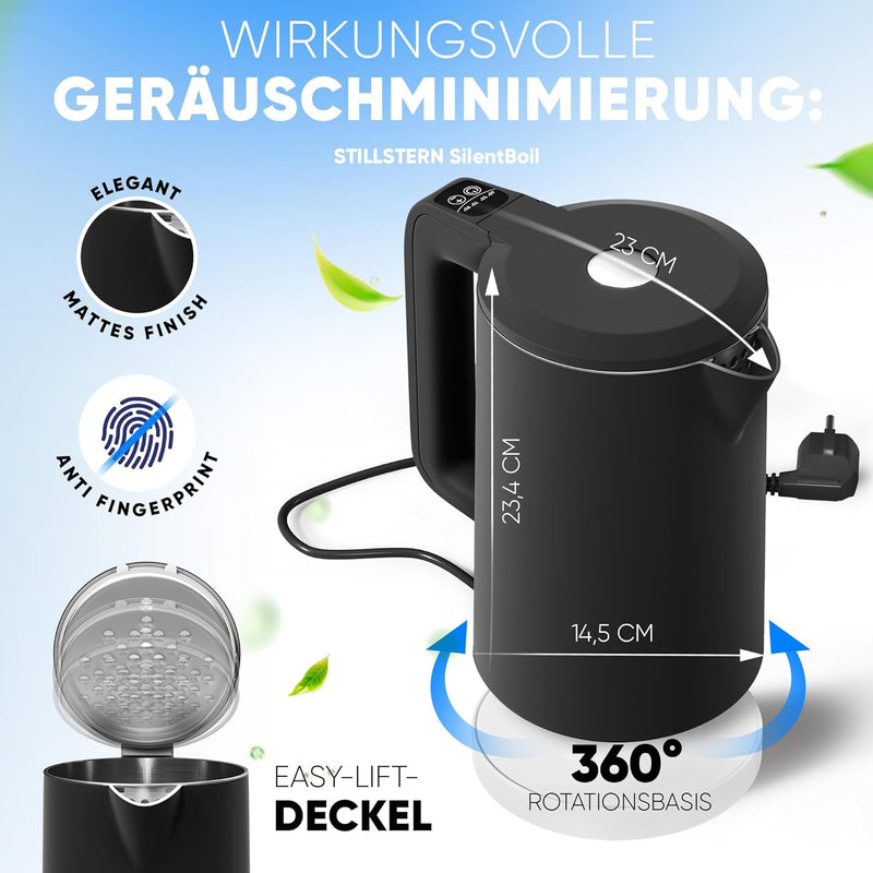 Stillstern Wasserkocher mit Temperatureinstellung [1,7L | 40-55-70-85-100°C], 12 Std. Warmhalten, Pr