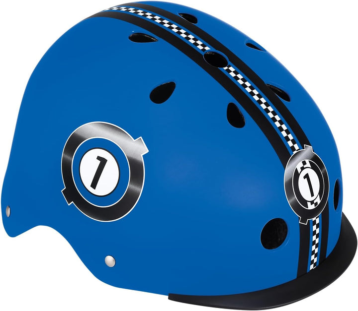 Globber Unisex Jugend Junior Elite Helm Racing Design kinderhelm, dunkelblau, Taille XS-S