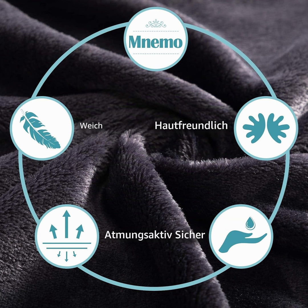 Mnemo Bademantel Damen Lang mit Kapuze Bademantel Damen Frottee Bademantel Damen Flauschig Grau M, G