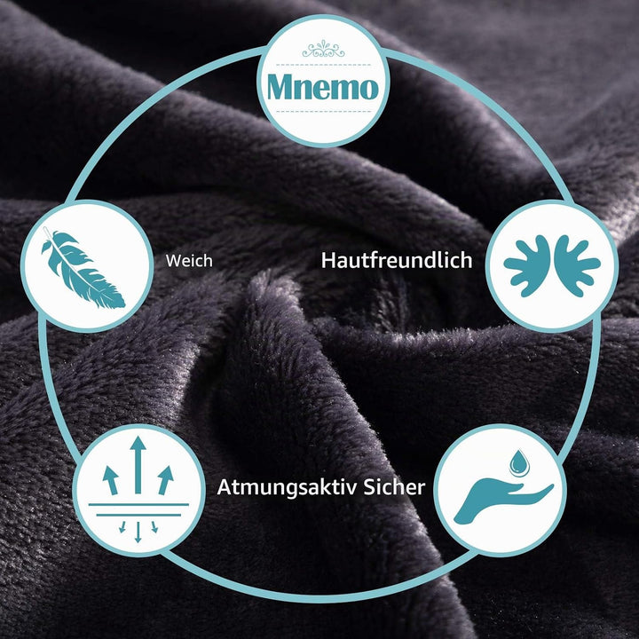 Mnemo Bademantel Damen Lang mit Kapuze Bademantel Damen Frottee Bademantel Damen Flauschig Grau M, G