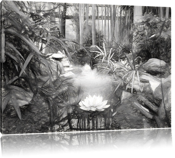 Pixxprint Zen Garten Japan Kunst / 100x70cm Leinwandbild bespannt auf Holzrahmen/Wandbild Kunstdruck