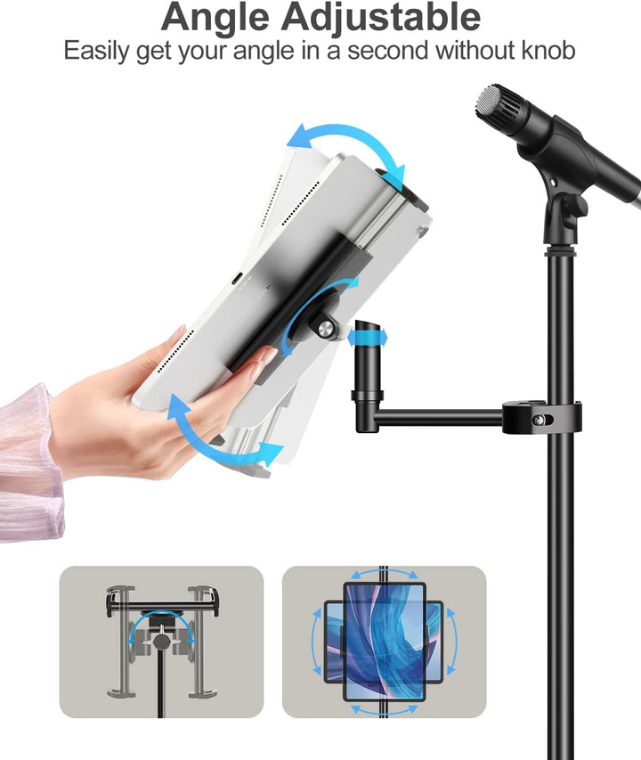 elitehood Neueste Aluminium iPad Halterung Mikrofonständer, Seite Tablet Halter Mic Ständer, Verstel