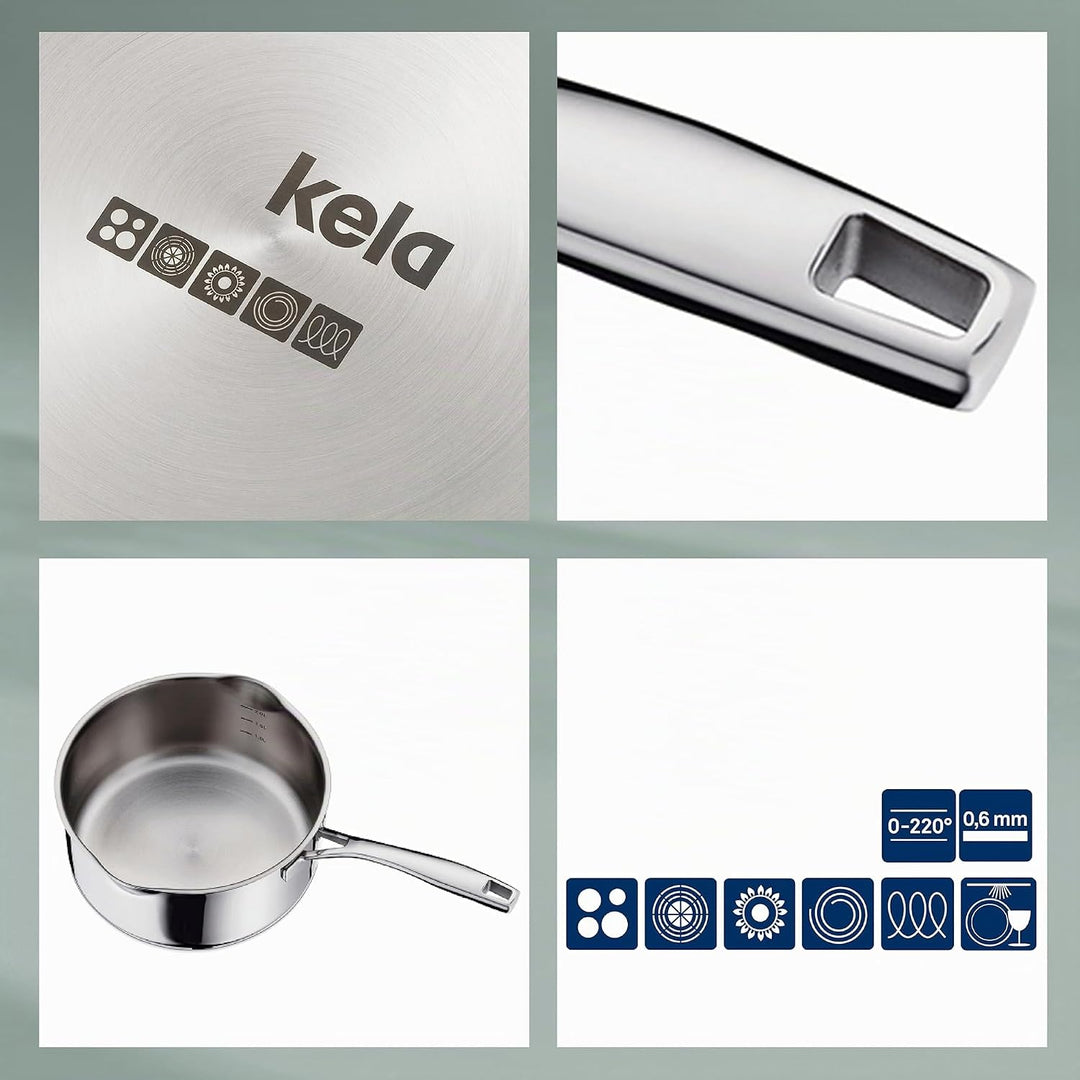 Kela 10183 Flavoria Stielkasserolle, 18/8 Stainless Steel, 2.6 liters 2,6 l, 2,6 l