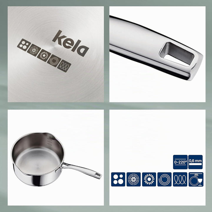 Kela 10183 Flavoria Stielkasserolle, 18/8 Stainless Steel, 2.6 liters 2,6 l, 2,6 l