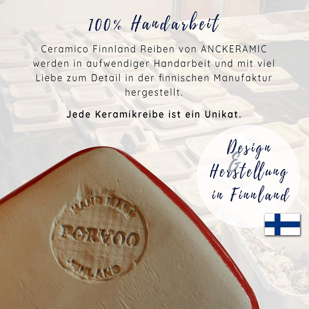 Ceramico Reibeteller &amp; Backpinsel mit Naturborsten, Set aus Keramik für Knoblauch, Ingwer, Muskat, H
