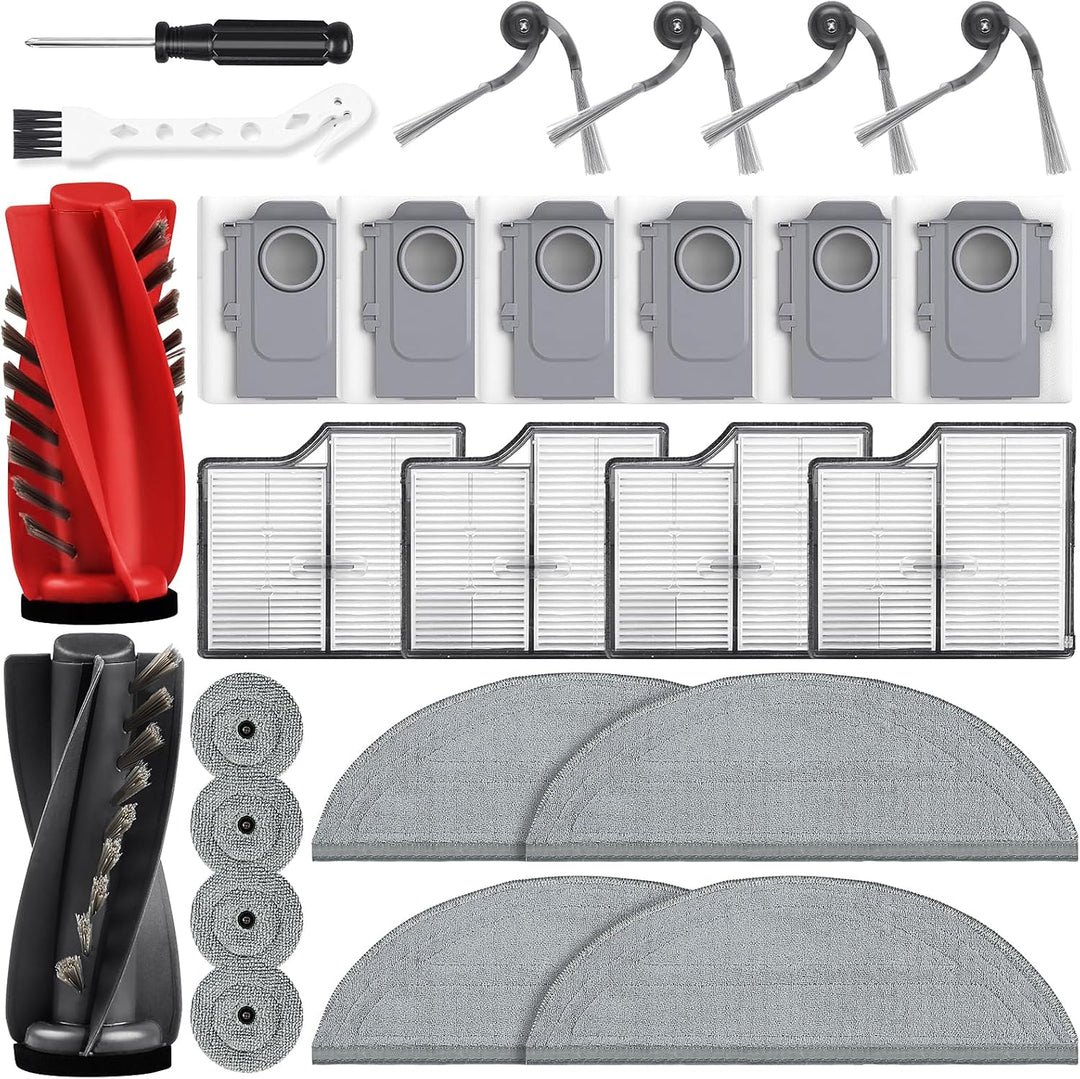 26 Stück Zubehör für Roborock Saros 10 Saugroboter, 2 Hauptbürste 6 Staubbeutel 4 Wischtücher 4 Seit
