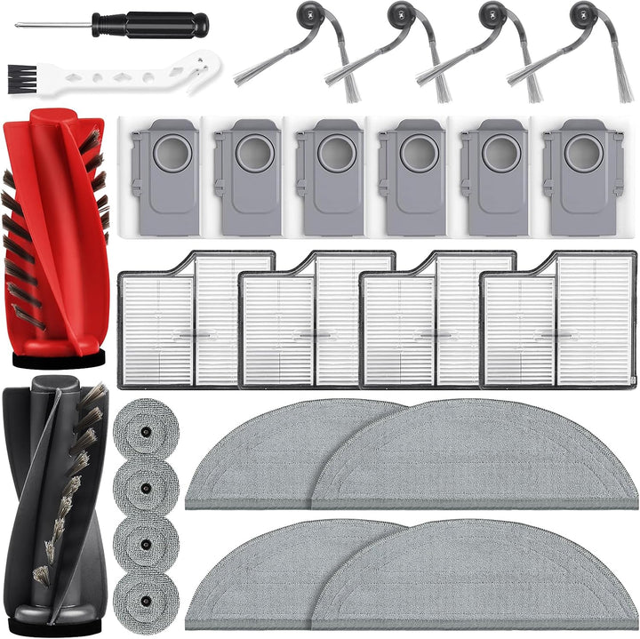 26 Stück Zubehör für Roborock Saros 10 Saugroboter, 2 Hauptbürste 6 Staubbeutel 4 Wischtücher 4 Seit