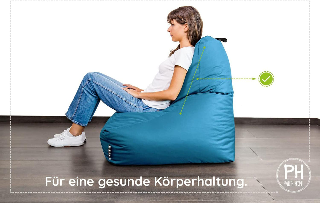 PATCH HOME Sitzsack Sitzkissen Beanbag Premium Lounge Gaming Sessel inkl. Würfel | 2 Grössen In & Ou