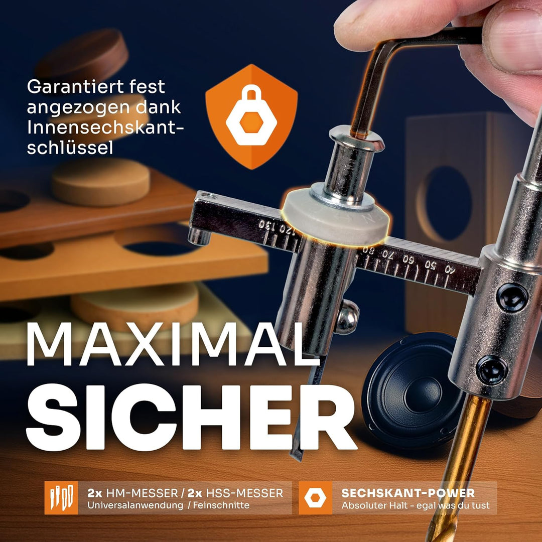 Falke Kreisschneider FKS-H 120 - Universal für Holz, Kunststoff, Gipskarton | Durchmesser stufenlos