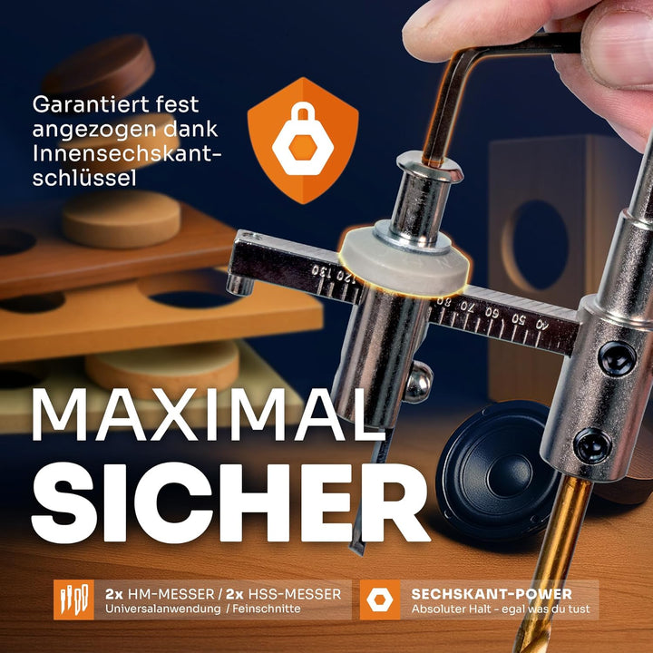 Falke Kreisschneider FKS-H 120 - Universal für Holz, Kunststoff, Gipskarton | Durchmesser stufenlos