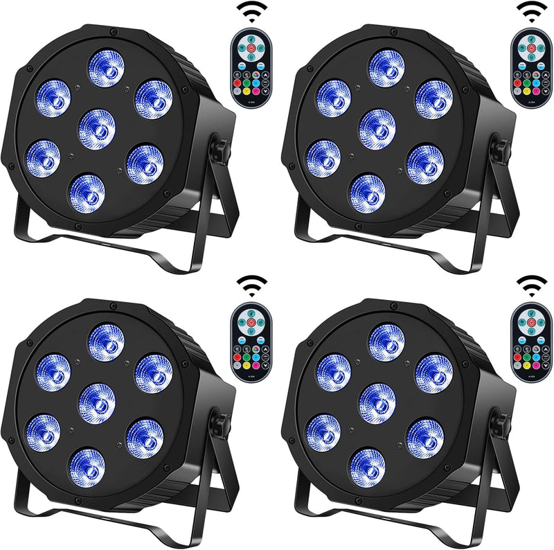 DELIBANG 4PCS RGBW LED Par Strahler 7 LED DMX Scheinwerfer Bühnenlicht Partylicht Lichteffekte mit F