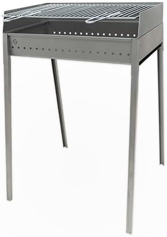 LISA Vesuvio Kohlegrill 60 x 40 cm - Aluminiumeisen - abnehmbare Füsse mit Bajonettanschluss