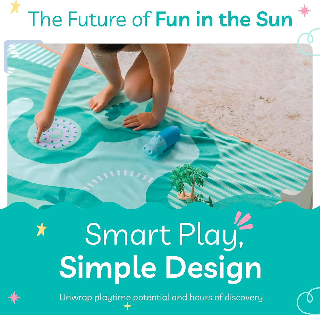 Quut – Strand-/Poolhandtuch für Kinder mit Spiel – Ultraschnell trocknende Mikrofaser, sandfrei – ko