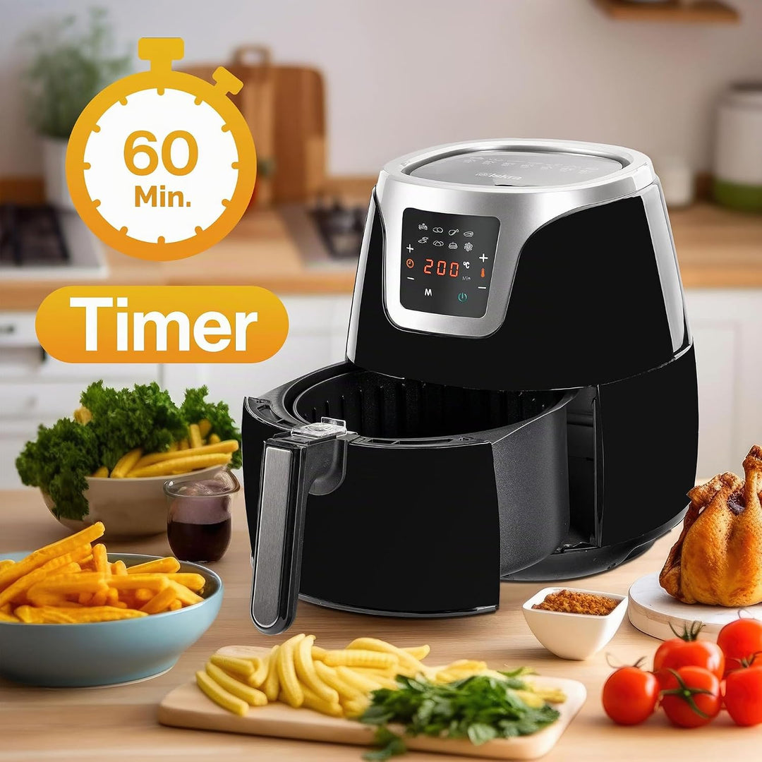 Iskra Heissluftfritteuse klein | 3.2L Airfryer | Touchscreen mit 8 Programmen | Gesunde Fritteuse oh