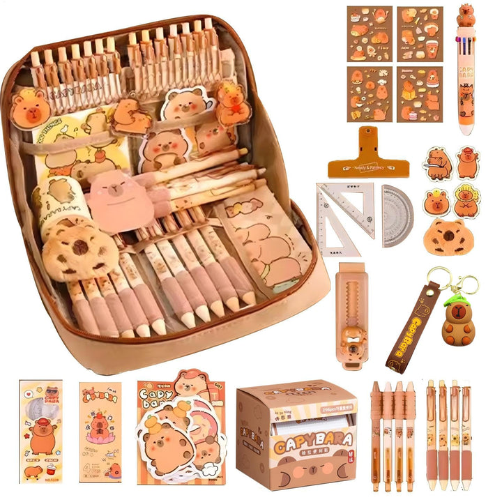 54 Stück Capybara Schreibwaren Set | Federmäppchen Aesthetic Capybara Schreibwaren Sachen MäppchenMi