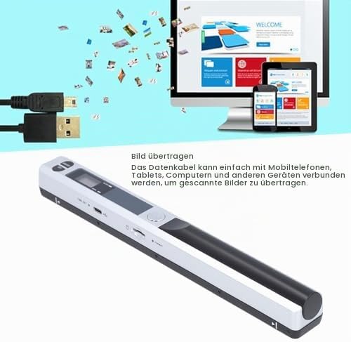 Tragbarer Scanner, 900 DPI Hand-Bildscanner mit Aufbewahrungstasche, Scanstab-Fotoscanner für A4-Dok