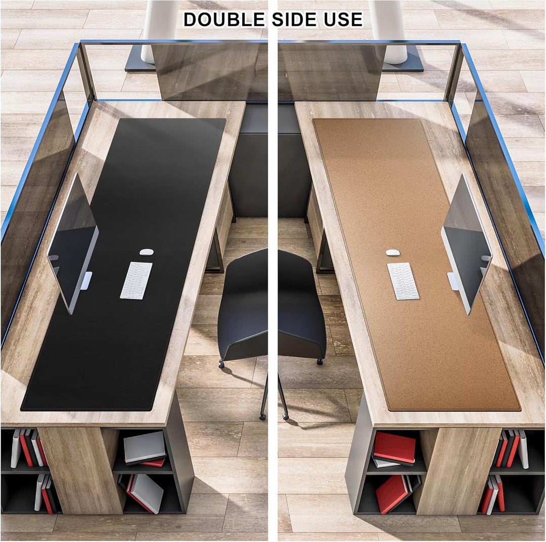 MAIDERN Schreibtischunterlage Leder & Kork, Doppelseitiges Schreibtischunterlage papier 150 x 50cm,