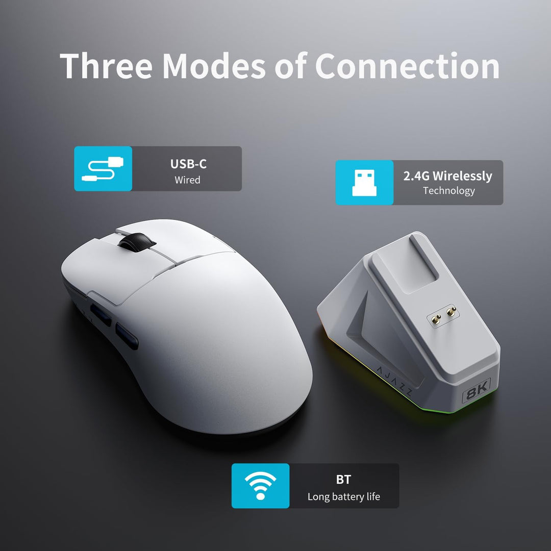 AJAZZ AJ159 PRO Wireless Gaming Mouse, Equipped with PAW3395 Sensor and Magnetic Base, 26K DPI, 2.4G