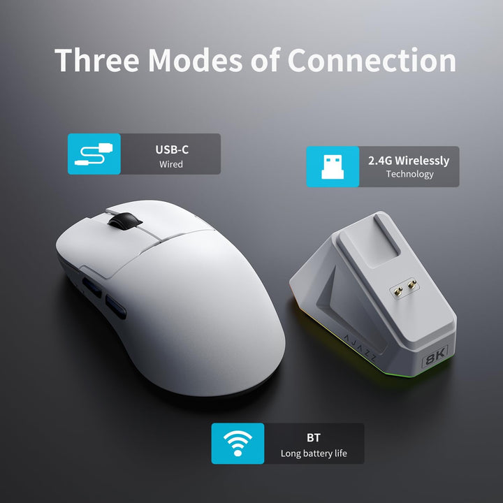 AJAZZ AJ159 PRO Wireless Gaming Mouse, Equipped with PAW3395 Sensor and Magnetic Base, 26K DPI, 2.4G