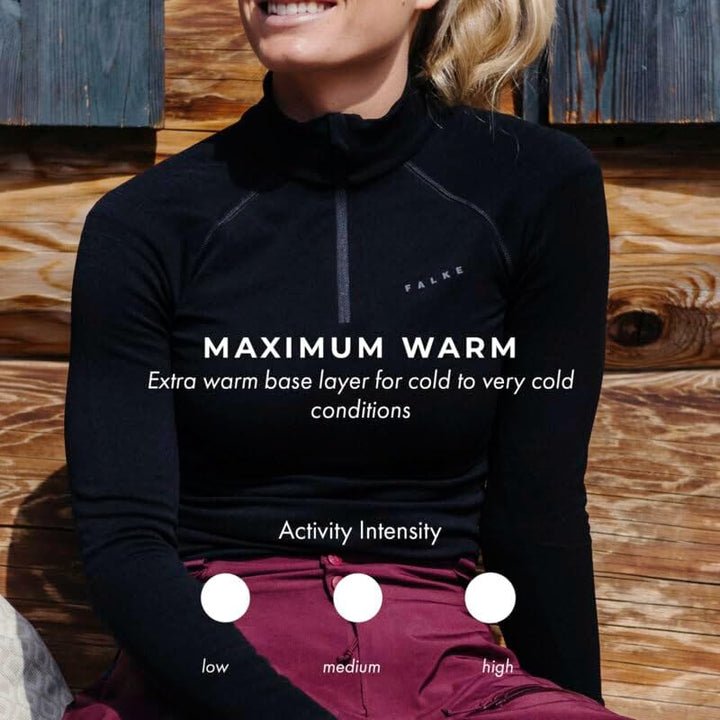FALKE Damen Maximum Warm High Zip Neck Funktionsshirt Langarm kalte bis sehr kalte Temperaturen Funk