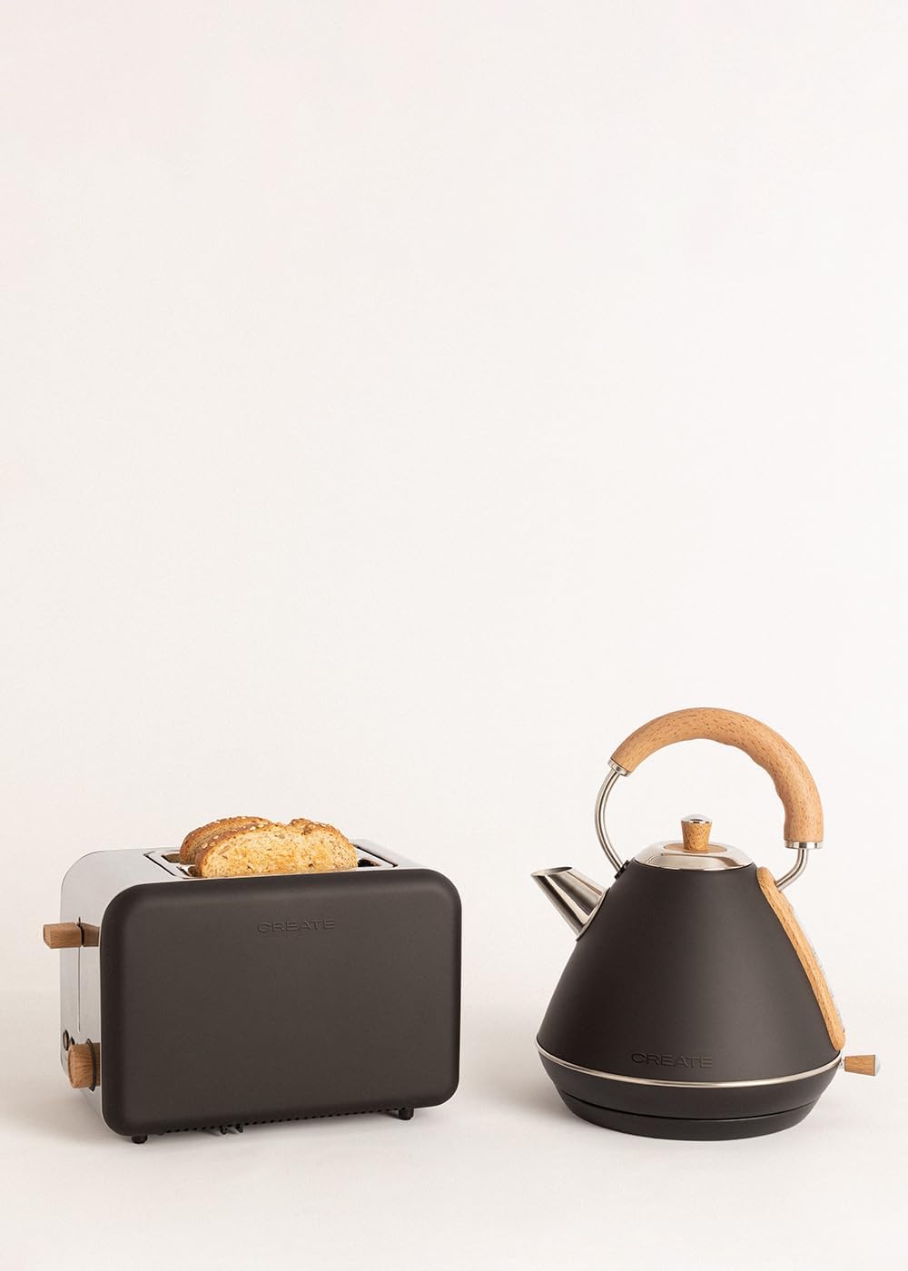 CREATE/PACK TOAST RETRO + KETTLE RETRO L/Toaster und Wasserkocher schwarz / 3 programmierbare Toastz