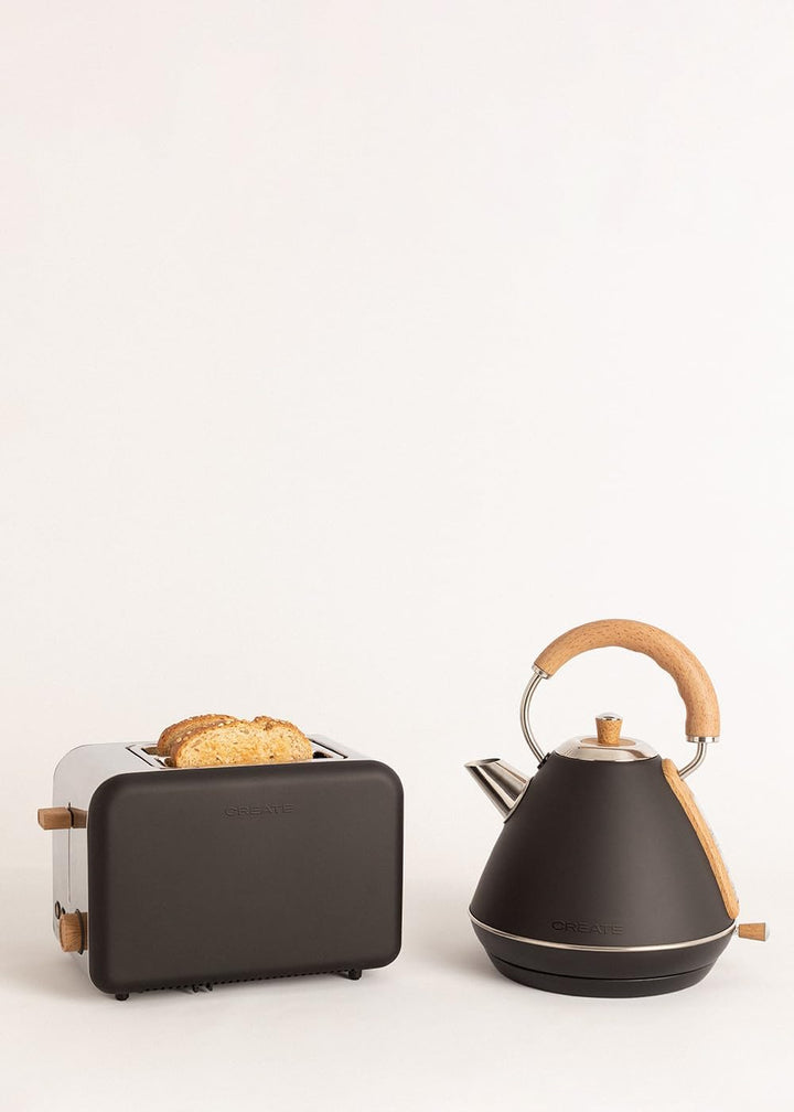 CREATE/PACK TOAST RETRO + KETTLE RETRO L/Toaster und Wasserkocher schwarz / 3 programmierbare Toastz