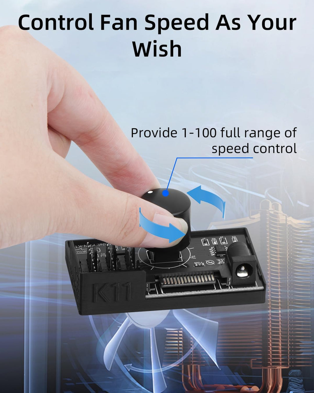 GELRHONR PWM-Lüfter-Hub Controller, 6-Port 4-Pin 12V PWM-PC-Lüftersteuerung, SATA und DC 5521 Strome