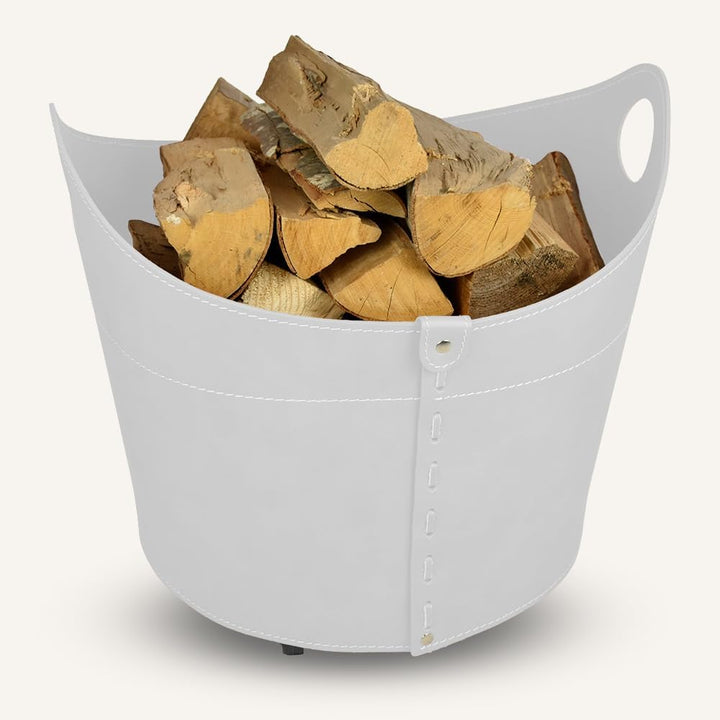 LIMAC Design CADIN Holzkorb aus Leder, moderne Brennholztasche, Originale Kaminholztasche, Kaminholz