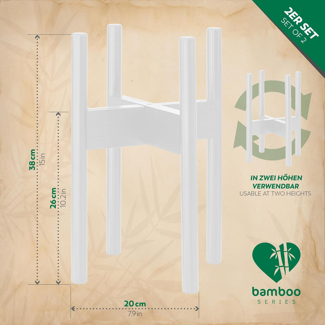 Rubberneck 2er Set Bambus Pflanzenständer - Verstellbare Blumentopfständer aus Bambusholz für den In