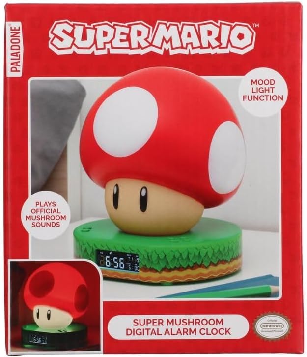 Paladone Super Mushroom Digitaler Wecker mit Power-Up-Sound, offiziell lizenzierte Nintendo-Ware Ein